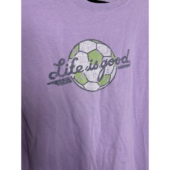 Life is Good Soccer Ball T Shirt Size Lavender Purple Short Sleeve Size Large - Picture 4 of 9